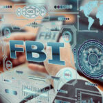 SCRUTINY Edging Closer to NEWSOM After FBI Raid FBI text surrounded by digital security graphics and hands
