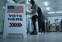 Trump Explodes: Democrats ‘Want to Cheat!’ Sign reading Vote Here in a polling station.