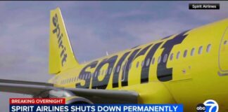 Spirit Airlines says it's going out of business after 34 years and