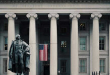 Taxpayer Biolabs EXPOSED — 120+ Worldwide US Treasury Department building with statue and flag.