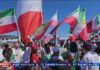 Flag Showdown Erupts Outside World Cup Iranian Americans protest World Cup match in Los Angeles