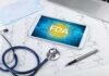 Tablet with FDA on screen amid medical tools and ECG charts