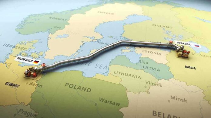 shutterstock_2095333723 Pipeline route across Baltic Sea on European map