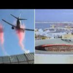 Terrifying Flyover Sparks Fury Moment two airliners soar over packed stadium in spectacular pre-game flyover : VIDEO