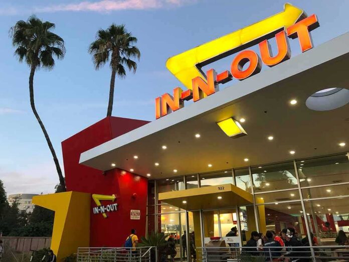 In-N-Out Burger restaurant exterior at dusk