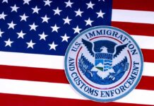 Missing Body Cam, Explosive Federal Shooting U.S. immigration and customs enforcement seal on American flag