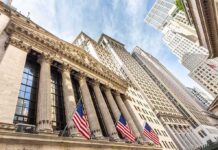 Wall Street Stunned: Melania’s Power Move New York Stock Exchange facade with columns and American flags