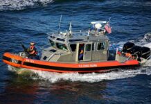 Narco-Terror Hit Sparks Due-Process Firestorm U.S. Coast Guard patrol boat speeding on open water