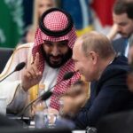 Brief Ceasefire, Big Questions Two delegates converse at an international summit table